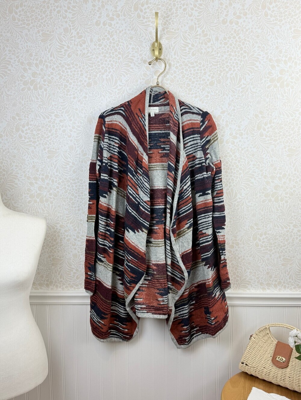 Lucky Brand Open-Front Drape Southwestern Aztec Cardigan - Size - Small